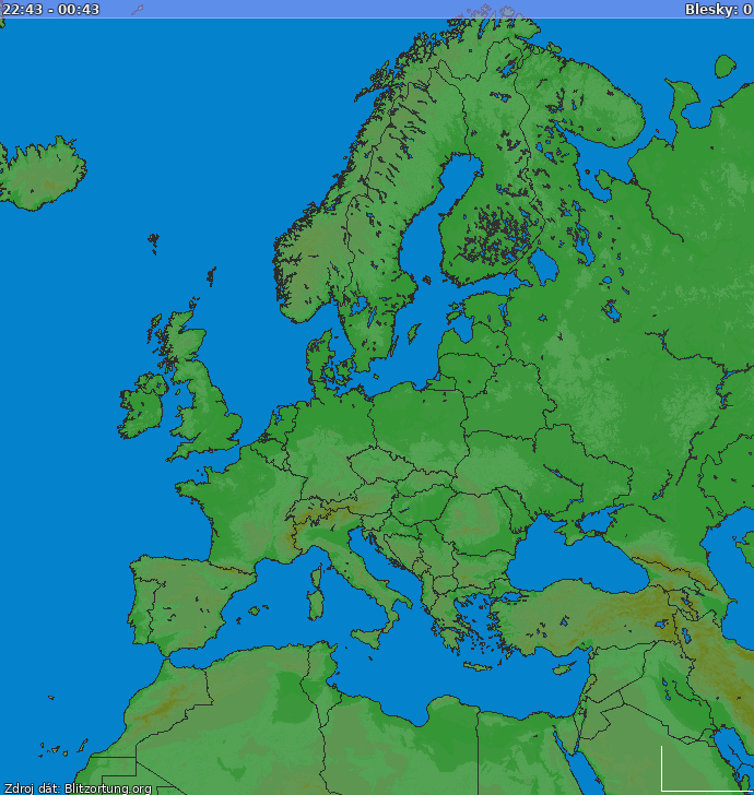 Mapa bleskov Európa -